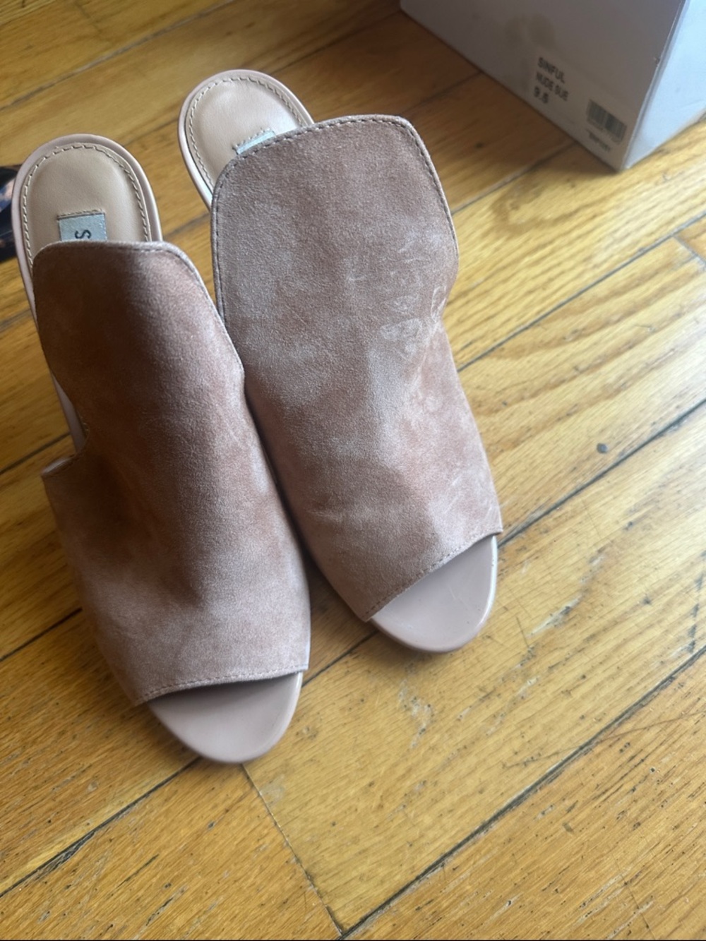 Steve Madden Taupe Suede Open-Toe Slide Mules